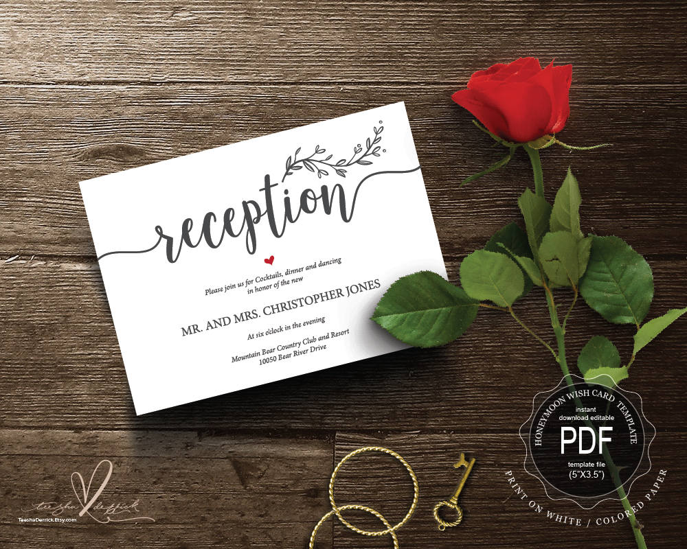 wedding reception pdf card template instant download wedding card pdf