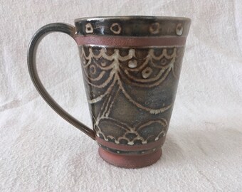 Shimmery Geometric Ceramic Mug // Ceramic Coffee Mug // Handmade Set of Mugs // Ceramic Set of Mugs