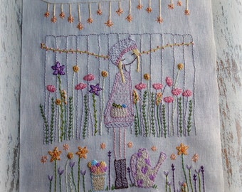 flower gardener hand embroidery pattern PDF