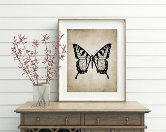 Butterfly Wall Art Print, Rustic House Decor, Antique Butterfly Illustration, Vintage Printable Art - Single Print #17 INSTANT DOWNLOAD