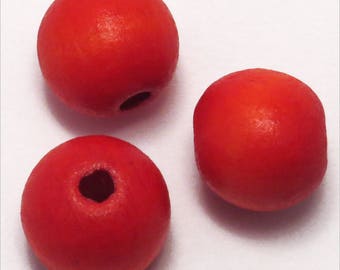 20 14mm red wooden beads