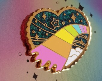 Rainbow Road Videogame Glitter Galaxy Enamel Pin | SECONDS GRADE