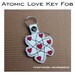 Atomic Love Key Fob Snap Tab Machine Applique Embroidery design 4x4 5x7 ITH In The Hoop Valentine's Day