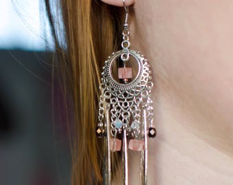Silver Bohemian earrings, dangle