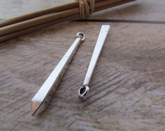 Charm stick 44 faceted 4 x 6 mm sterling silver - hole 2.5 mm - 540.22