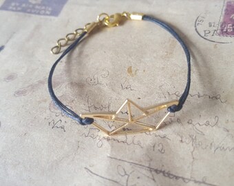 Origami boat - bracelet-goldfarben-