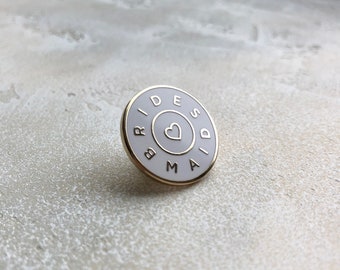 Bridesmaid Enamel Pin – White and Gold
