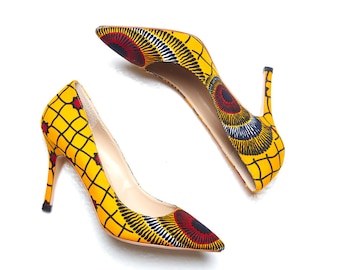 African shoes, African print shoes, Ankara print shoes, ankara shoes, african heels, african print high heel, ankara pumps, african (LEONA)