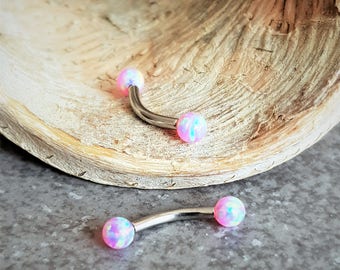 Daith Piercing,white Fire Opal 16G Curved Barbell,Rook Earring,Cartilage,Helix,Nipple,Eyebrow,Tragus,Surgical Steel Internally Threaded
