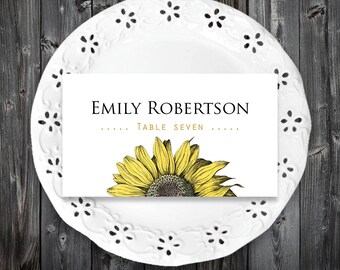 Sunflower place card | Etsy