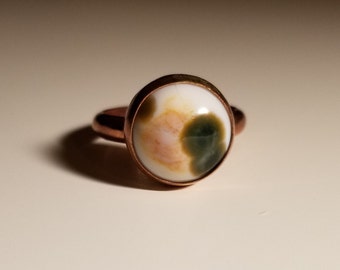Ocean Jasper on Brass Metal Ring