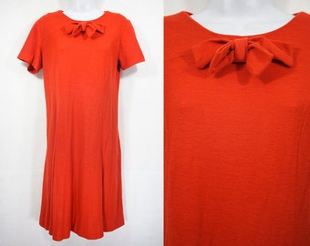 Vintage 60's SEARS FASHION Orange Soft Wool Dress M
