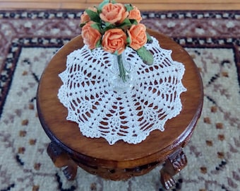 dollhouse miniature silk crochet doily, table cover, IGMA artisan