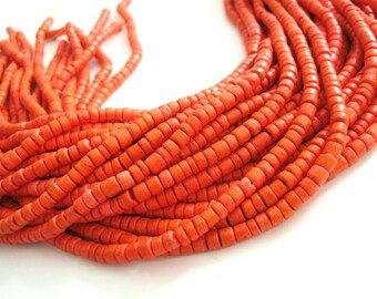 120 Orange wood Beads - Coconut Rondelle Disk Beads 4-5mm