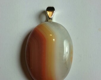 Mothers Day gift Natural Orange Banded Botswana Agate Gemstone Cabochon Pendant Healing