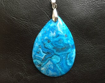 Blue Crazy Lace Agate Pendant with Bail