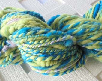 UNDER THE SEA Handspun Art Yarn, 2-Ply Yarn, Knitting Yarn, Soft Merino Wool Yarn, Bulky Yarn, Alpaca Yarn, Silk Yarn Bulky Handspun