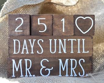 Wedding Day Countdown Blocks - Wood Stained Countdown Blocks