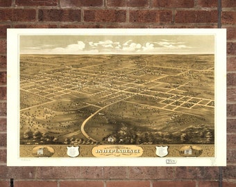 Vintage Independence Photo, Independence Map, Aerial Independence Photo, Old Independence Map, Independence, Independence Poster, MO Art