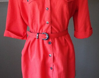 Amazing Vintage Short Sleeve Red Dress by Willi of California