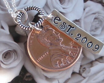 Custom Wedding Penny necklace 2018 US penny or earlier year