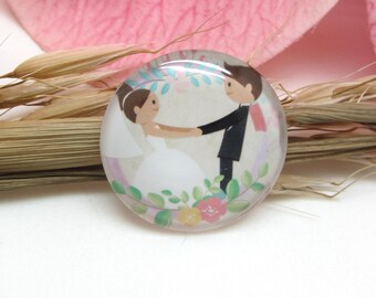 1 cabochon 25 mm glass wedding 2-25 mm