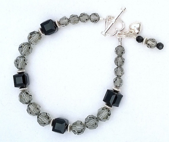 Black Diamond and Jet Swarovski Crystal Bracelet, Crystal Bracelet, Swarovski Crystal Bracelet