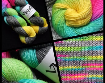 Dyed to Order, Hand Dyed Yarn, Hand Dyed Sock Yarn, Hand Dyed DK Yarn. "Broken Rainbow"