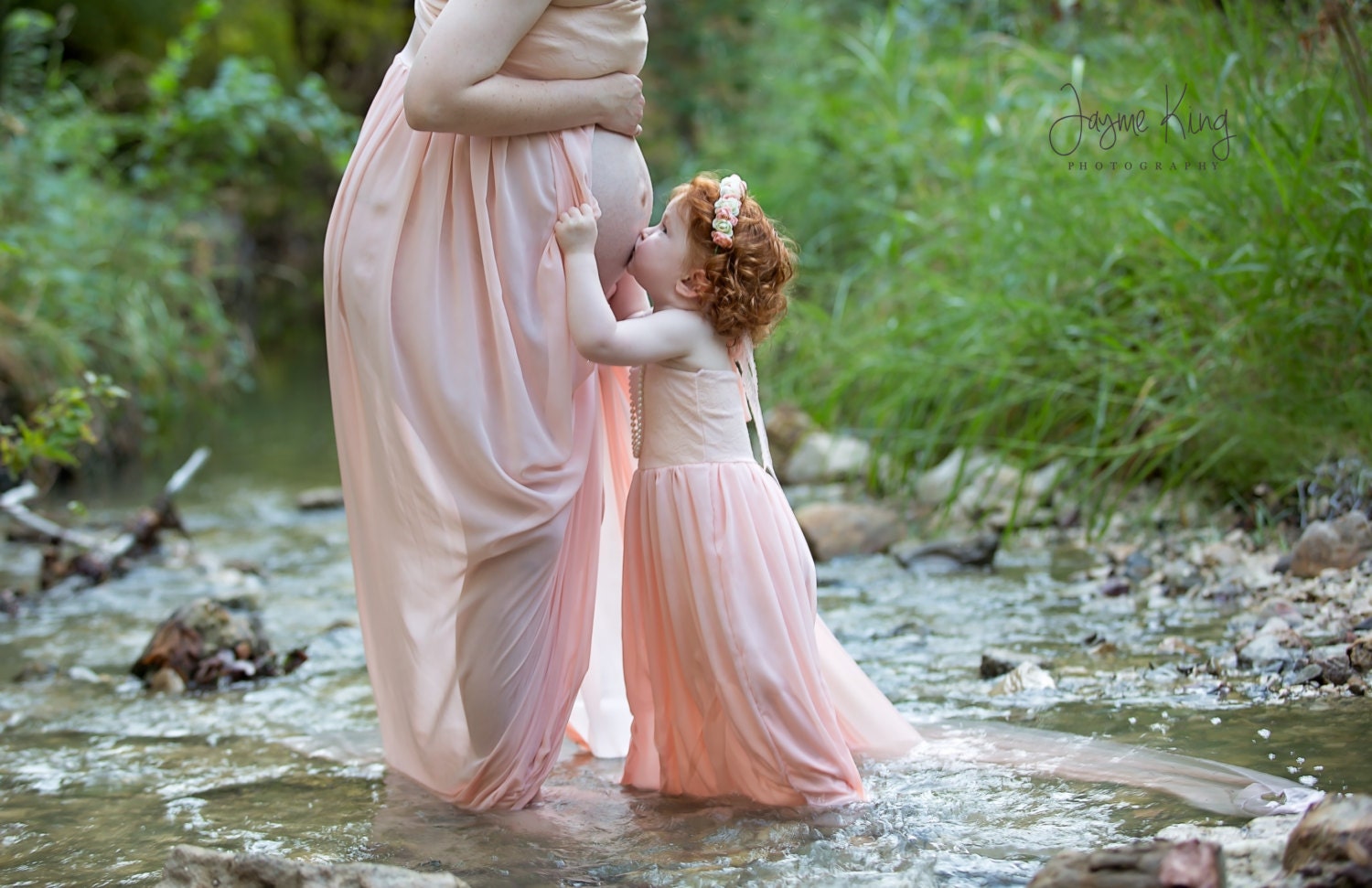 Blush ChiffonJersey Girl Dress with lining and lace layered