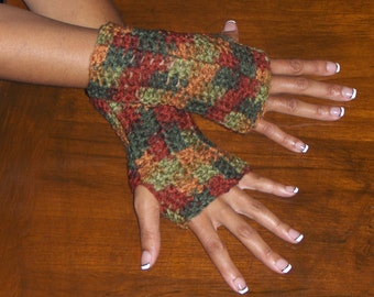 The Fall Arm Warmers Fingerless crochet Gloves Autumn Handmade Crochet Gloves Smoking Driving writing Gloves Autumn Handmade rustic Simple