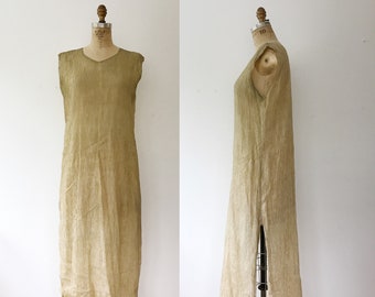 gold lamé dress / vintage tunic dress / Lisle dress