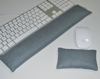 Gray Linen Computer Keyboard Wrist Rest & Optional Mouse Wrist Support Set - Lavender or Unscented
