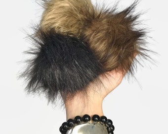 Fur Pom Pom // Handmade // Vegan // Assorted Colors // High Pile Fur Hat Topper // Craft Supply