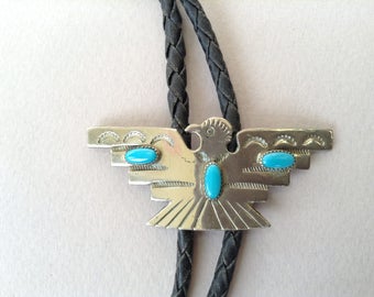 Bell Trading Co. Southwestern Thunderbird Nickel Silver Eagle Bolo Tie