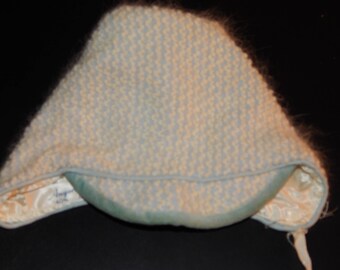 Vintage Blue Baby Bonnet With Angora