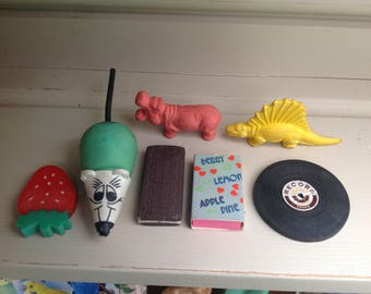 Vintage erasers rubbers x 7 1980s