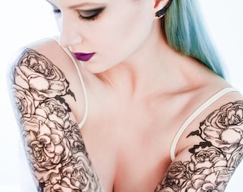 Classical Rose Temporary Tattoo Sleeve Set