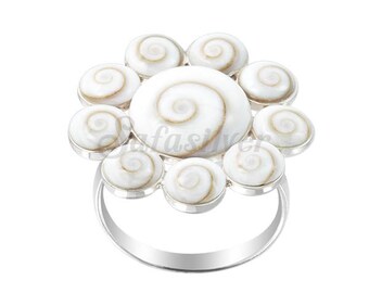 Shiva Eye Flower Sterling Silver Ring