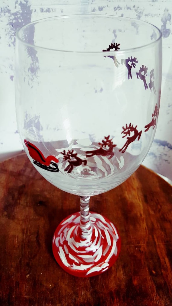 Christmas wineglass, santa wineglass