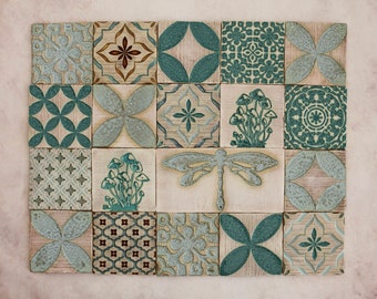 Handmade Ceramic Rustic Multicoloured Tiles for Kitchen/Bathroom Backsplash - Wall Tile - Decorative Tile - Moroccan Style - Tabletop