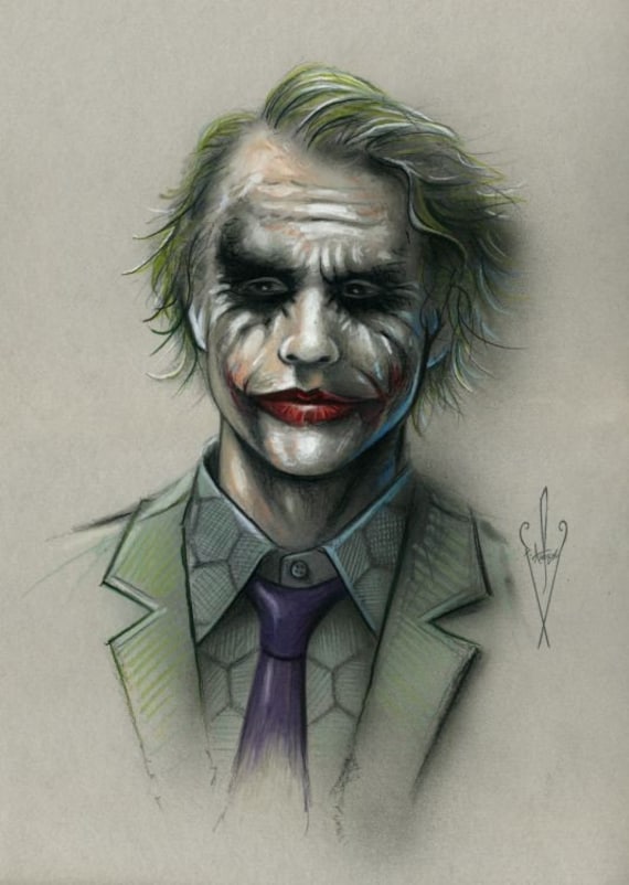 The Joker Pencil  Airbrush  Drawing 12 x 18 Inch Artwork