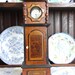 1800's Grandfather Clock Pocket Watch Holder, Antique Victorian Transfer on Walnut, Secret Drawer