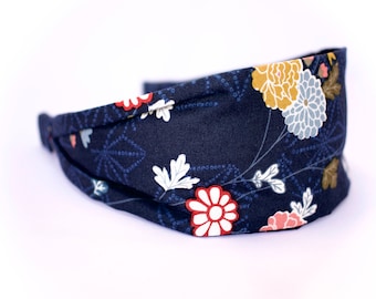 Blue All Seasons Japanese fabric, wide fabric headband, women's headband, wide fabric headband, gift for her, aliceband, scarf headband