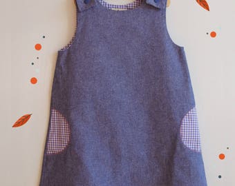 Trapeze girl "Schoolgirl" gingham pockets dress