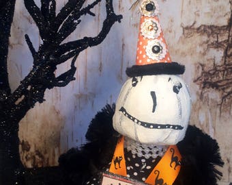 Halloween tree topper halloween doll halloween centerpiece vintage retro inspired jack o lantern doll party decor art doll