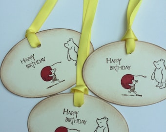 Winnie the Pooh and Piglet too ! Birthday gift tags set of x 3