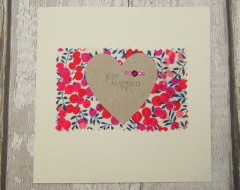 Liberty Print Fabric Just Married Card