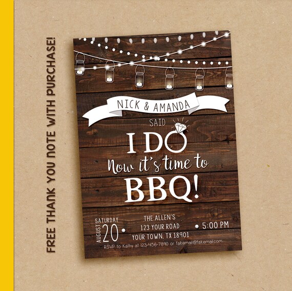 Elopement Invitation We Said I Do I Do Bbq Invitation I Do