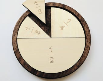 Fraction circles - math manipulative - Montessori toys - educational toys - Waldorf inspired toys
