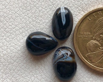 3 Pieces Lot, Amazing Banded Onyx Cabochon Gemstones, Lots, AAA Grade Gemstone, Mirror Polished Stones, Cabs Wholesalers-(Sulemani Hakik)-